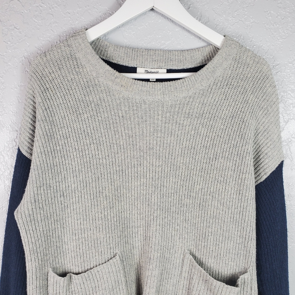 Madewell Boxy Navy Harper Rib Knit Women's Sweater - Picture 5 of 16